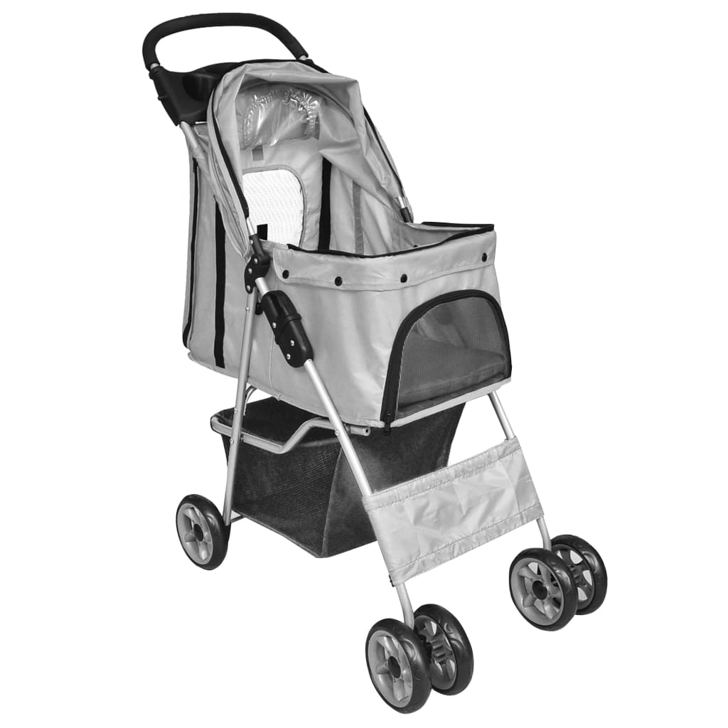 NNEVL Folding Pet Stroller Dog/Cat Travel Carrier Grey
