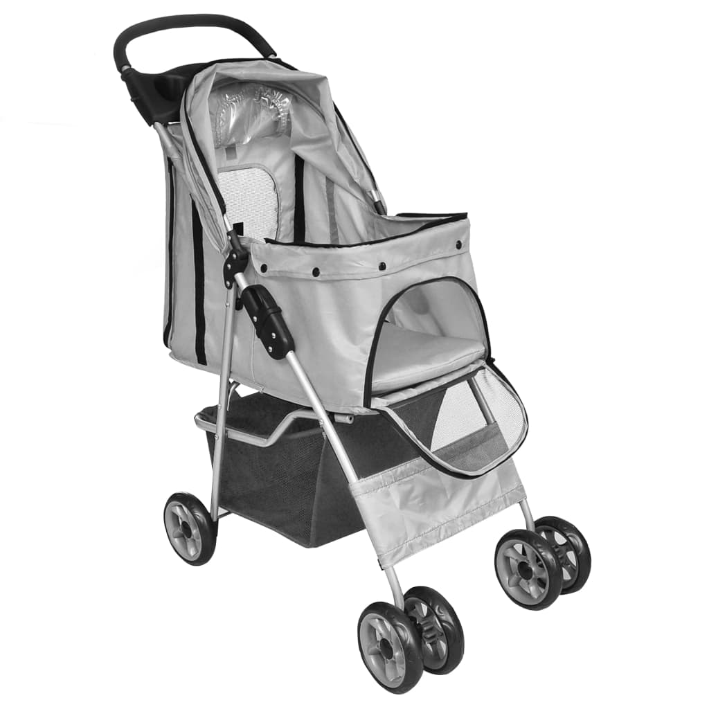 NNEVL Folding Pet Stroller Dog/Cat Travel Carrier Grey